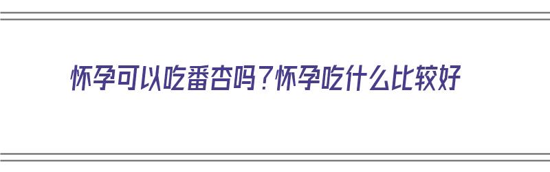 怀孕可以吃番杏吗？怀孕吃什么比较好（怀孕可以吃番杏吗?怀孕吃什么比较好呢）