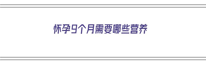 怀孕9个月需要哪些营养（怀孕9个月需要哪些营养品）