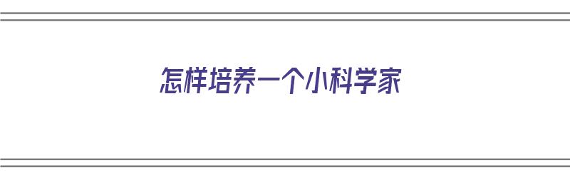 怎样培养一个小科学家（怎样培养一个小科学家呢）