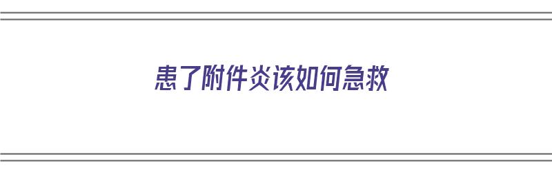 患了附件炎该如何急救（患了附件炎该如何急救呢）