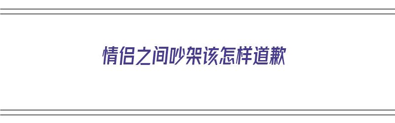 情侣之间吵架该怎样道歉（情侣之间吵架该怎样道歉呢）