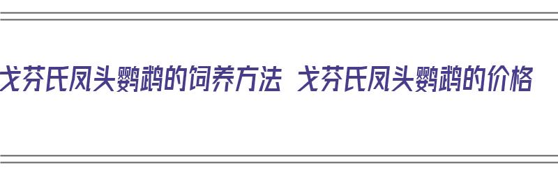 戈芬氏凤头鹦鹉的饲养方法 戈芬氏凤头鹦鹉的价格