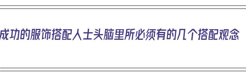 成功的服饰搭配人士头脑里所必须有的几个搭配观念（成功的服装搭配需要具备什么要素）