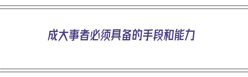 成大事者必须具备的手段和能力（成大事者必须具备的手段和能力是什么）