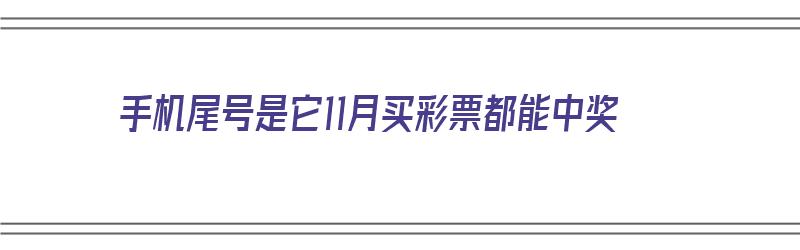 手机尾号是它11月买彩票都能中奖（手机尾号是它11月买彩票都能中奖的吗）