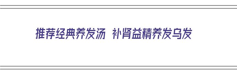 推荐经典养发汤 补肾益精养发乌发（补肾养发汤的配方）