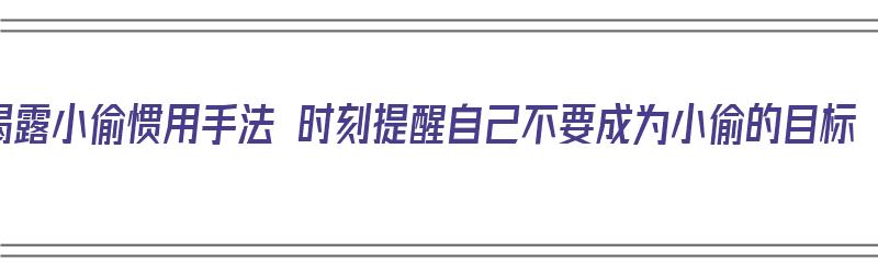 揭露小偷惯用手法 时刻提醒自己不要成为小偷的目标