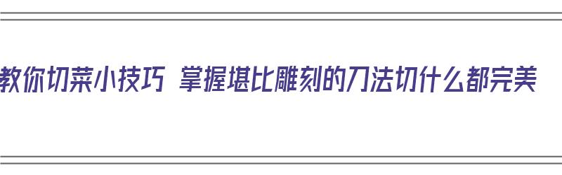 教你切菜小技巧 掌握堪比雕刻的刀法切什么都完美（切菜的方法技巧）