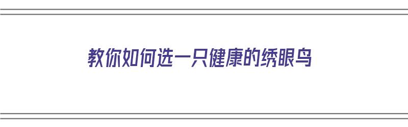 教你如何选一只健康的绣眼鸟（教你如何选一只健康的绣眼鸟呢）