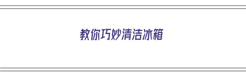 教你巧妙清洁冰箱（教你巧妙清洁冰箱视频）