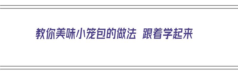 教你美味小笼包的做法 跟着学起来（教你美味小笼包的做法 跟着学起来视频）