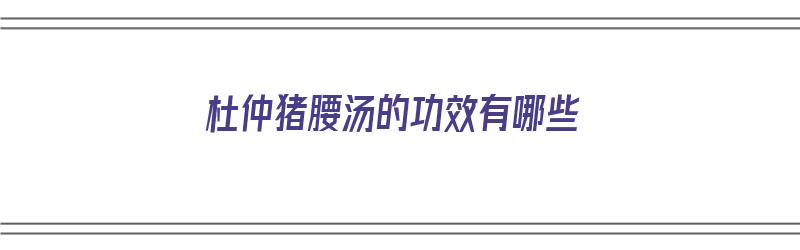 杜仲猪腰汤的功效有哪些（杜仲猪腰汤的功效有哪些作用）