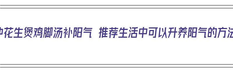 杜仲花生煲鸡脚汤补阳气 推荐生活中可以升养阳气的方法（花生杜仲煲猪脚）