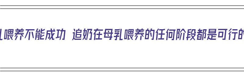 母乳喂养不能成功 追奶在母乳喂养的任何阶段都是可行的（母乳喂养难坚持）