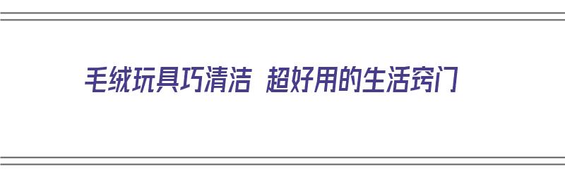 毛绒玩具巧清洁 超好用的生活窍门（毛绒玩具清洁方法）