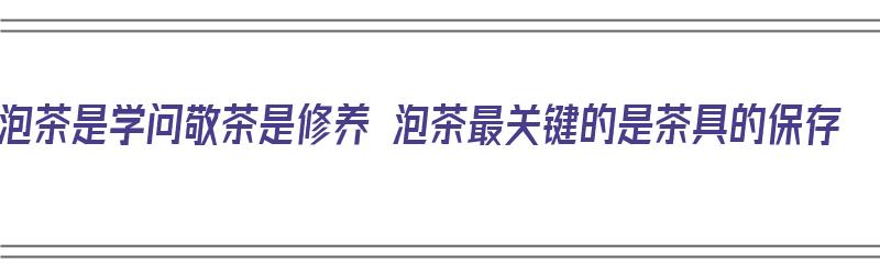 泡茶是学问敬茶是修养 泡茶最关键的是茶具的保存（泡茶茶具有什么讲究）