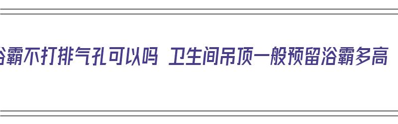 浴霸不打排气孔可以吗 卫生间吊顶一般预留浴霸多高（安装浴霸可以不打排气孔吗）