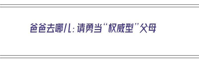 爸爸去哪儿：请勇当“权威型”父母（请问爸爸去哪儿）