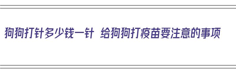 狗狗打针多少钱一针 给狗狗打疫苗要注意的事项（狗狗打针一般多少钱一针）