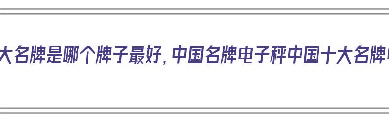 电子秤十大名牌是哪个牌子最好，中国名牌电子秤中国十大名牌电子秤