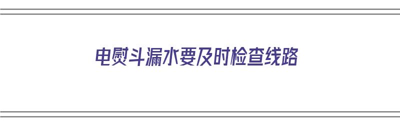 电熨斗漏水要及时检查线路（电熨斗漏水要及时检查线路吗）