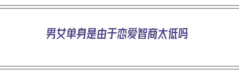 男女单身是由于恋爱智商太低吗（男女单身的原因）