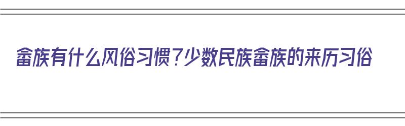 畲族有什么风俗习惯？少数民族畲族的来历习俗（畲族的风俗和节日）