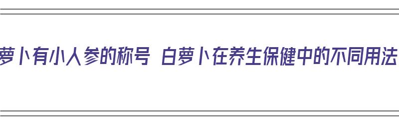 白萝卜有小人参的称号 白萝卜在养生保健中的不同用法（白萝卜俗称小人参）