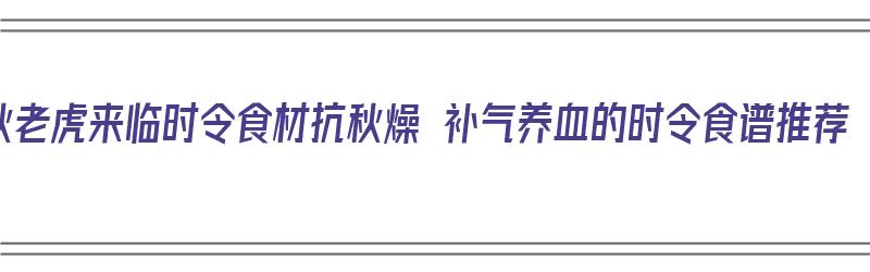 秋老虎来临时令食材抗秋燥 补气养血的时令食谱推荐（秋老虎有什么养生汤）