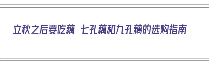 立秋之后要吃藕 七孔藕和九孔藕的选购指南（九孔藕好吃还是七孔藕好吃）