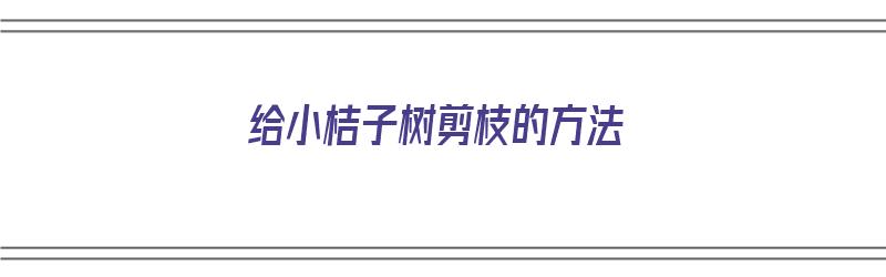 给小桔子树剪枝的方法（给小桔子树剪枝的方法视频）