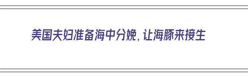 美国夫妇准备海中分娩，让海豚来接生（美国夫妇准备海中分娩,让海豚来接生）