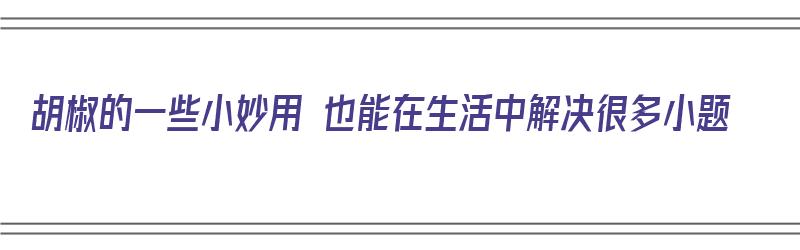 胡椒的一些小妙用 也能在生活中解决很多小题（胡椒的一些小妙用 也能在生活中解决很多小题的问题）