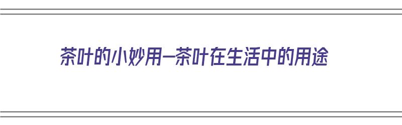 茶叶的小妙用-茶叶在生活中的用途（茶叶在生活中有什么妙用）