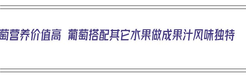 葡萄营养价值高 葡萄搭配其它水果做成果汁风味独特（葡萄可以搭配什么做果汁）