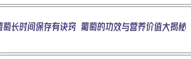 葡萄长时间保存有诀窍 葡萄的功效与营养价值大揭秘（葡萄长期保存方法）