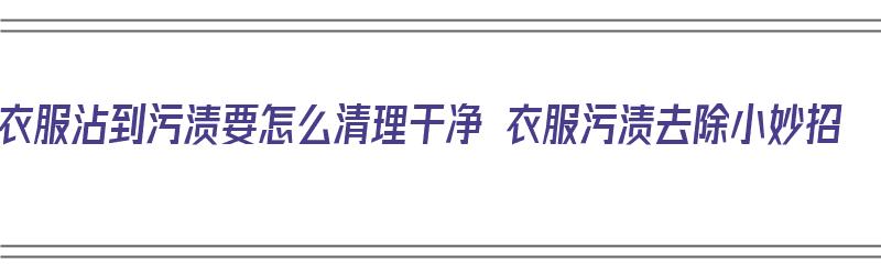 衣服沾到污渍要怎么清理干净 衣服污渍去除小妙招（衣服的污渍怎么去除）