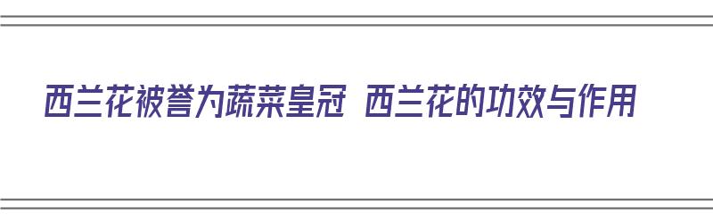 西兰花被誉为蔬菜皇冠 西兰花的功效与作用（西兰花皇冠配方）