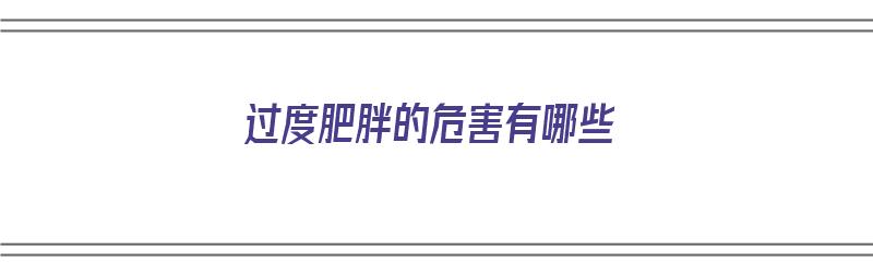 过度肥胖的危害有哪些（过度肥胖的危害有哪些症状）