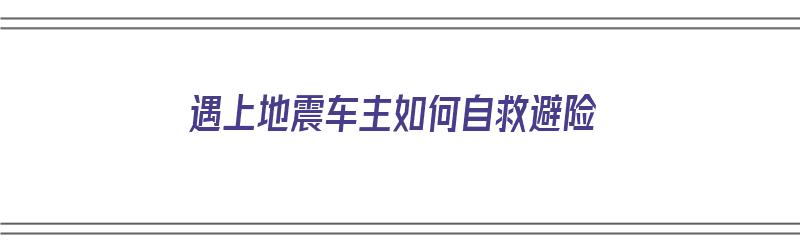 遇上地震车主如何自救避险（遇上地震车主如何自救避险视频）