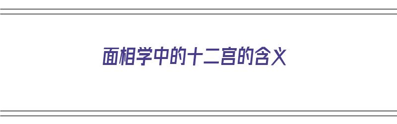 面相学中的十二宫的含义（面相学中的十二宫的含义是什么）