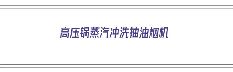 高压锅蒸汽冲洗抽油烟机（高压锅蒸汽冲洗抽油烟机有用吗）