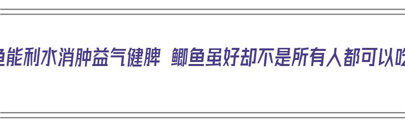 鲫鱼能利水消肿益气健脾 鲫鱼虽好却不是所有人都可以吃（鲫鱼有健脾利湿的作用）