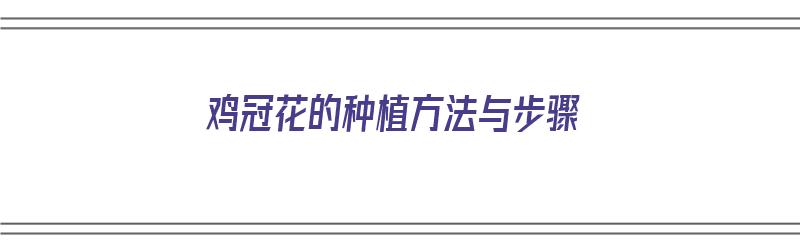 鸡冠花的种植方法与步骤（鸡冠花的种植方法与步骤）