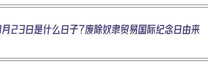 8月23日是什么日子？废除奴隶贸易国际纪念日由来（中国8月23日是什么日子）