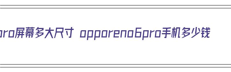 opporeno6pro屏幕多大尺寸 opporeno6pro手机多少钱（opporeno6pro的屏幕多大）